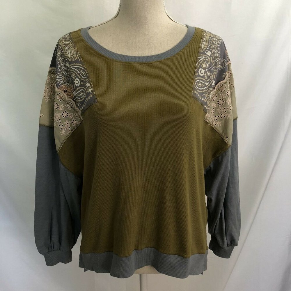 Free People Feelin It Top Relaxed Army Green XS - Picture 2 of 7